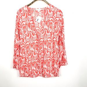 Escada Beach Tunic 100% Rayon Top Orange White